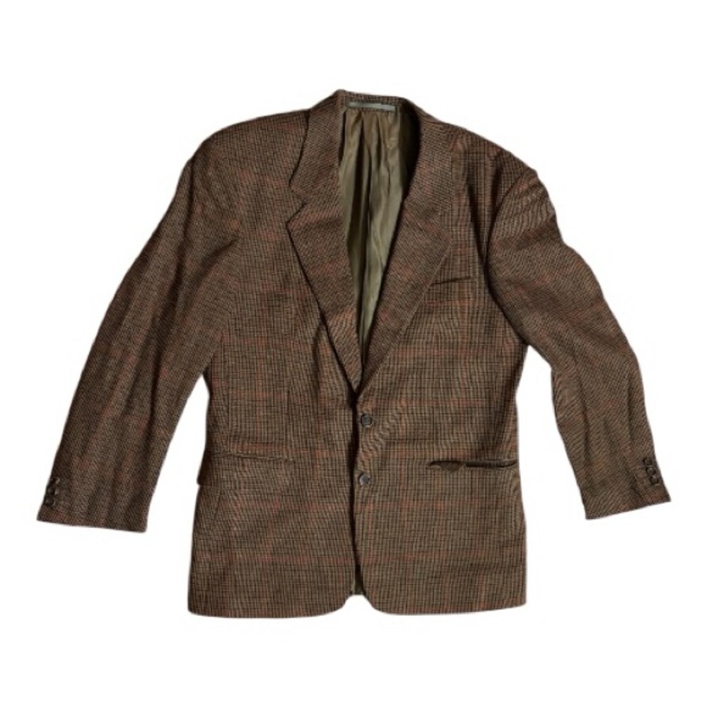 Hugo Boss Men’s Blazer – Brown Glen Plaid with Red Accent